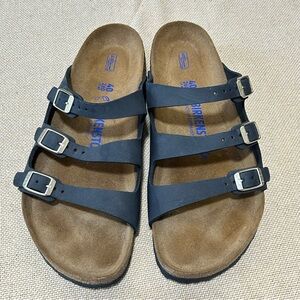 Birkenstock Florida Black Leather 40 Wide Soft